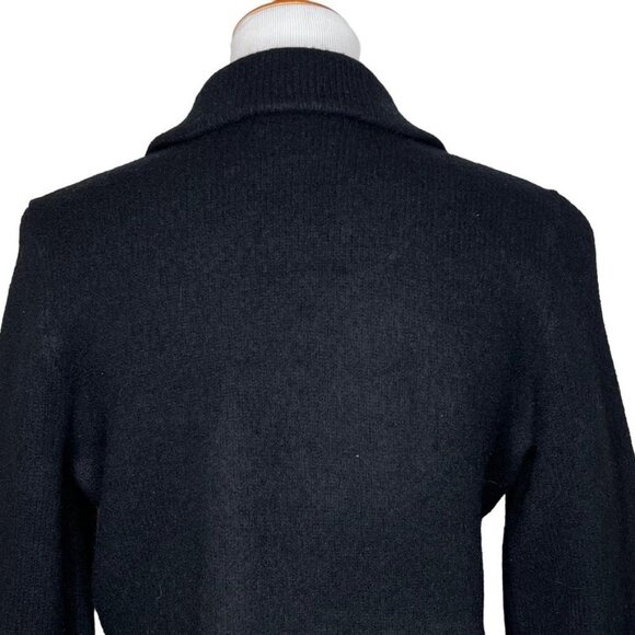 Lauren Ralph Lauren Black Lambswool Gold Tone Asymmetric Zip Moto Style Sz L - Picture 7 of 14